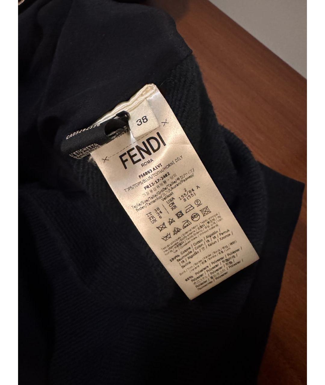 FENDI Черное хлопковое повседневное платье, фото 3