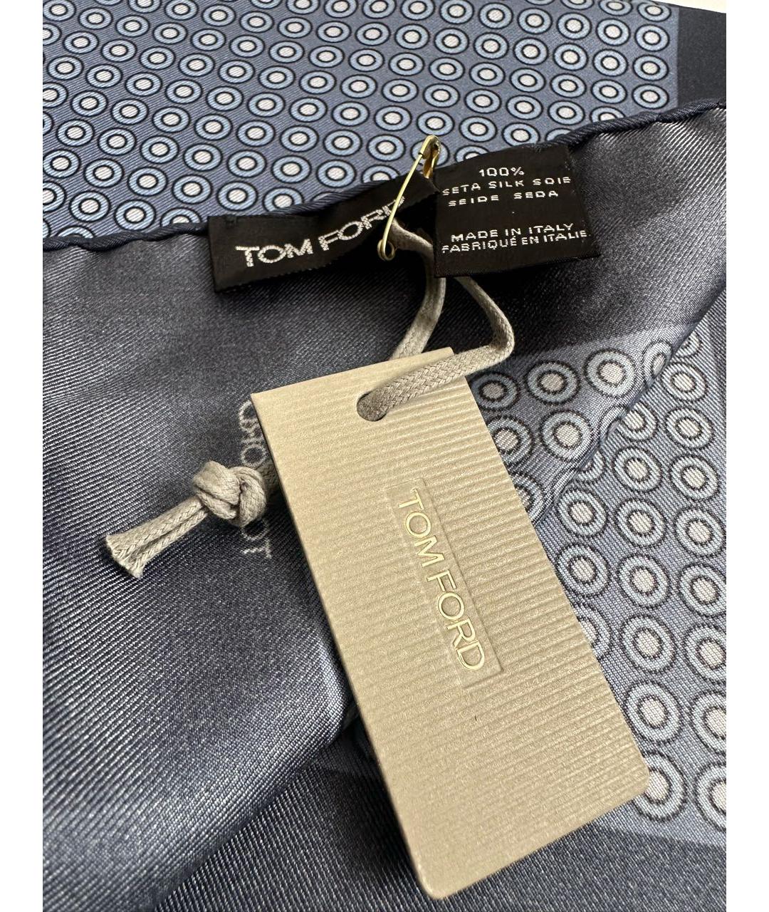 TOM FORD Синий шелковый платок, фото 3