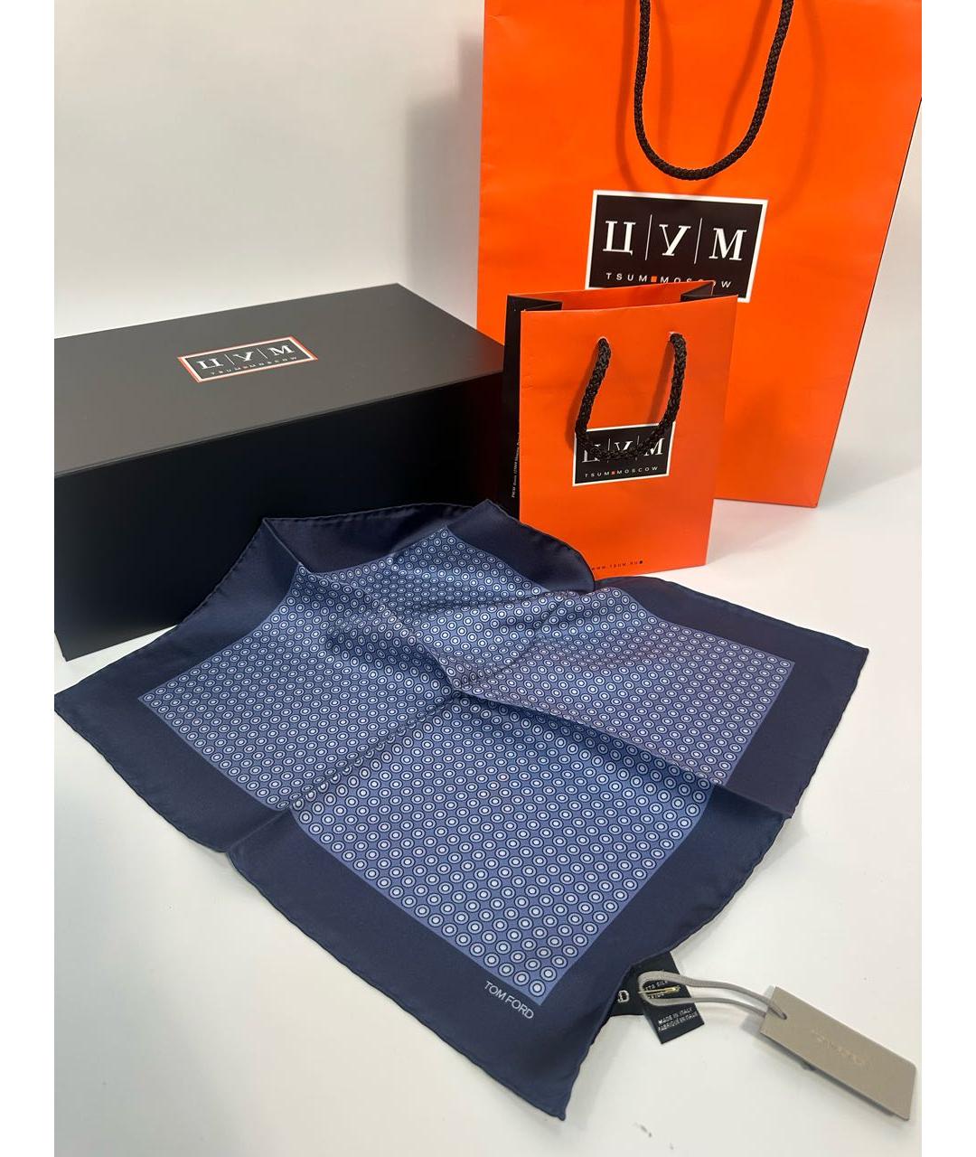 TOM FORD Синий шелковый платок, фото 6