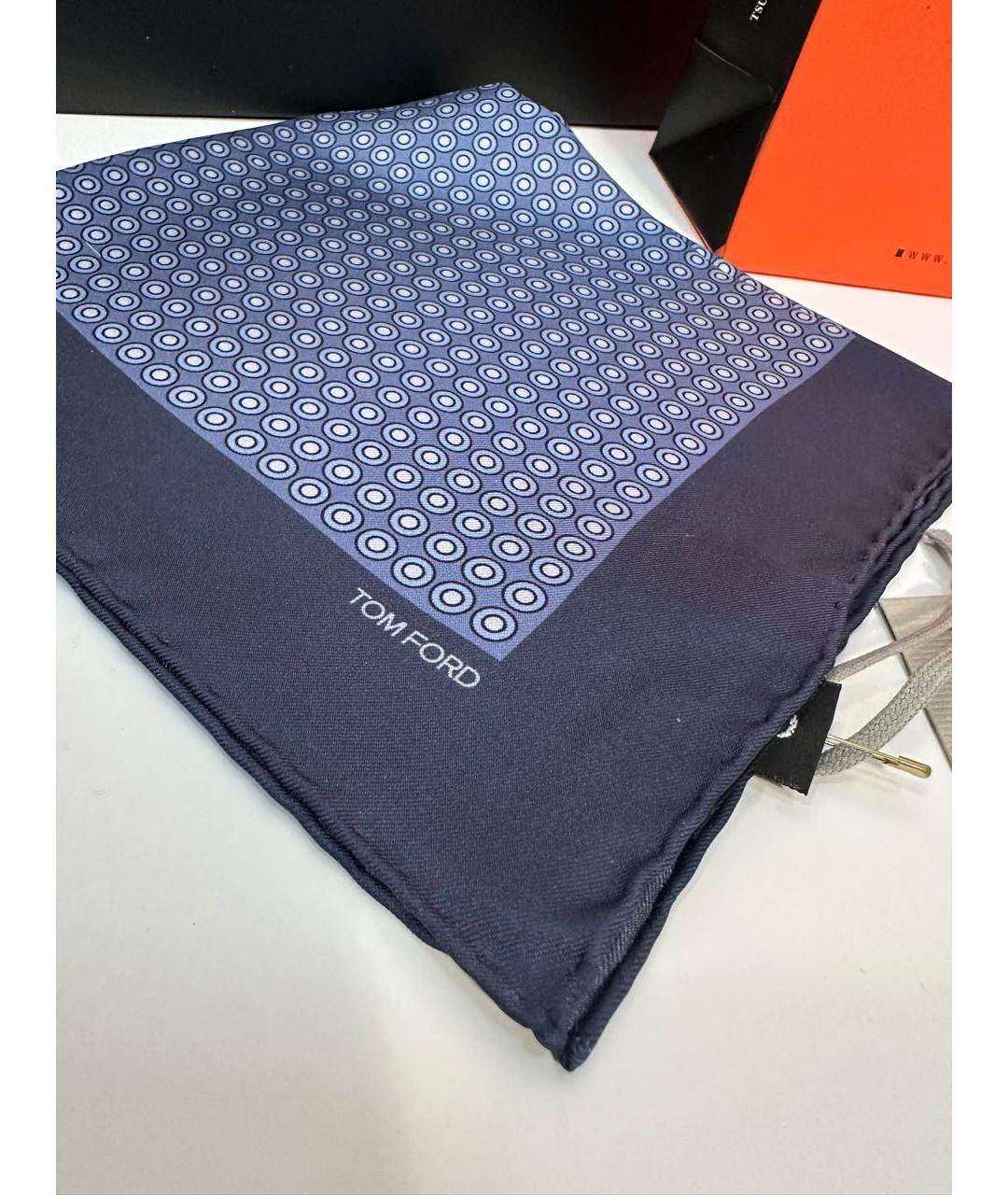 TOM FORD Синий шелковый платок, фото 7