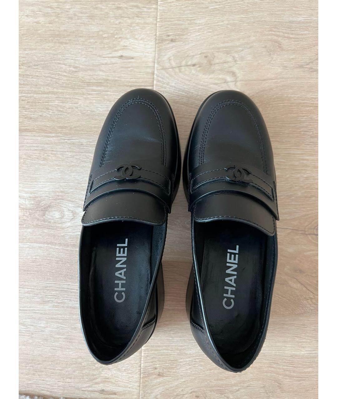 CHANEL Черные кожаные лоферы, фото 3