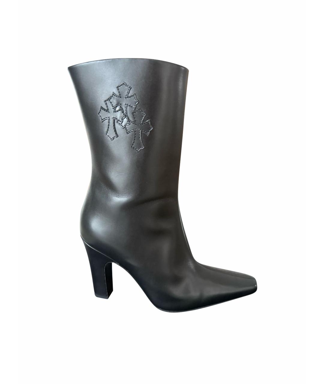 CHROME HEARTS Черные кожаные ботильоны, фото 1