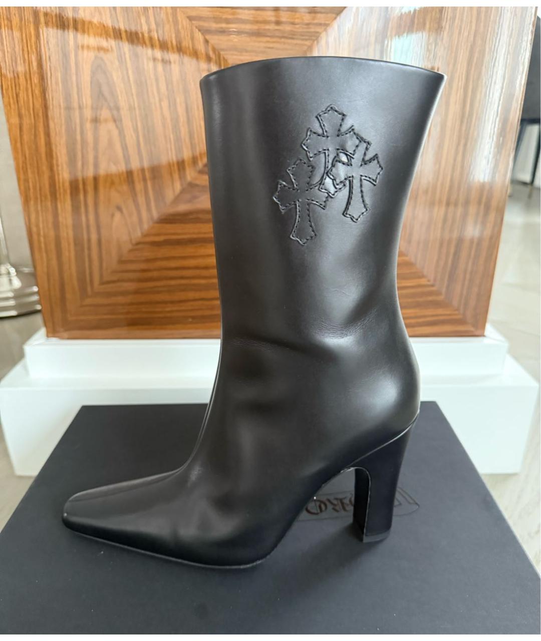 CHROME HEARTS Черные кожаные ботильоны, фото 8