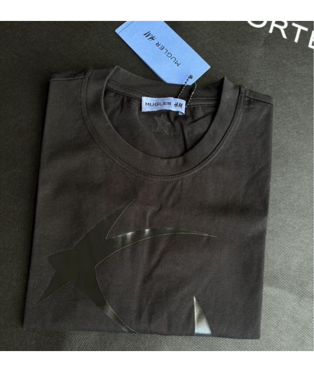 MUGLER Черная хлопковая футболка, фото 5