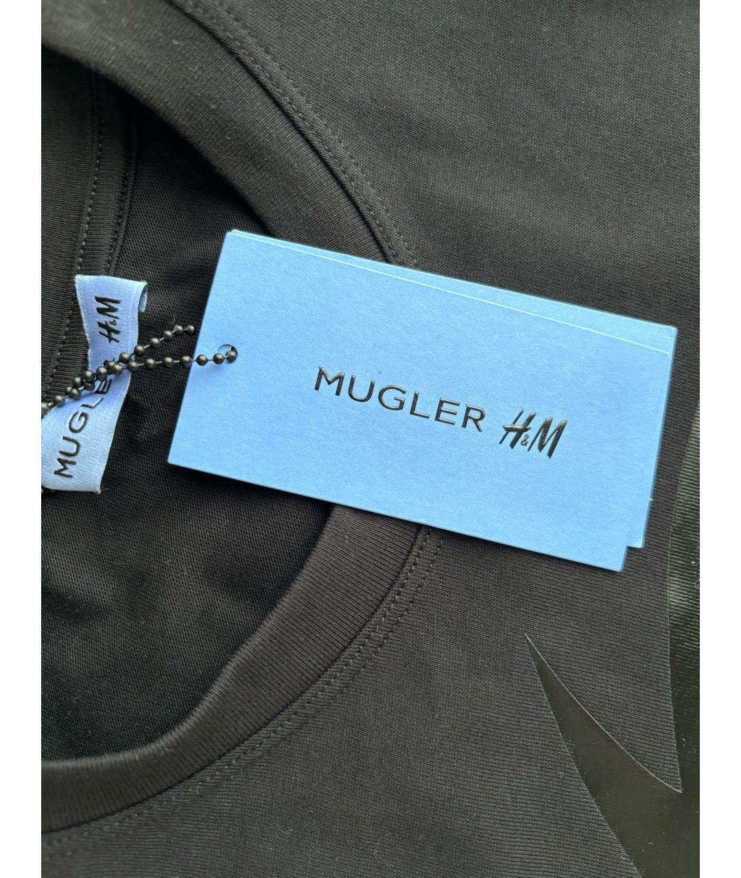 MUGLER Черная хлопковая футболка, фото 3