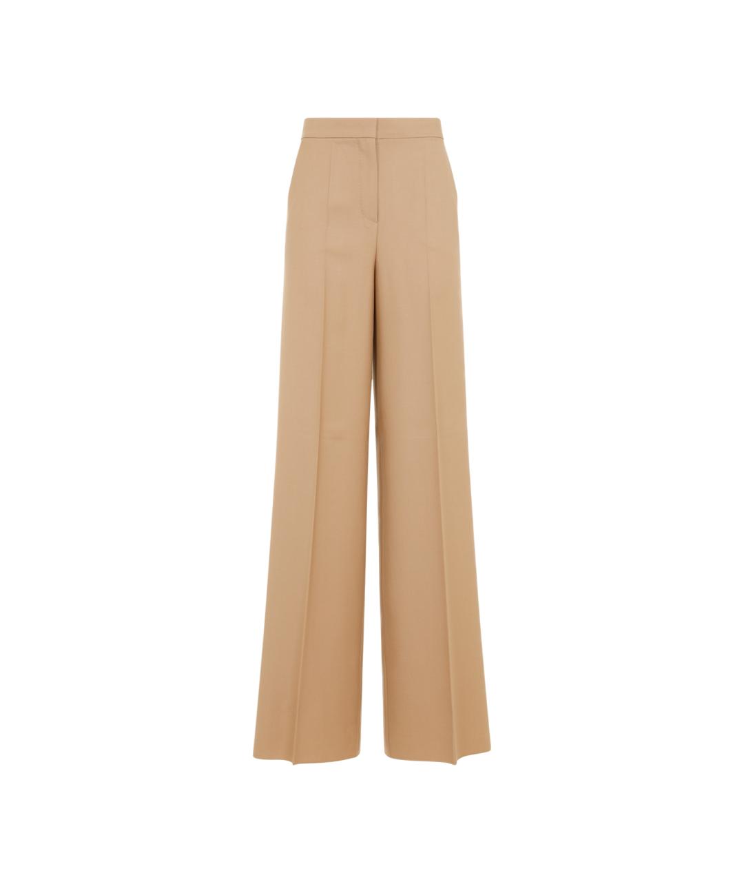 MAX MARA Бежевые шерстяные прямые брюки, фото 1