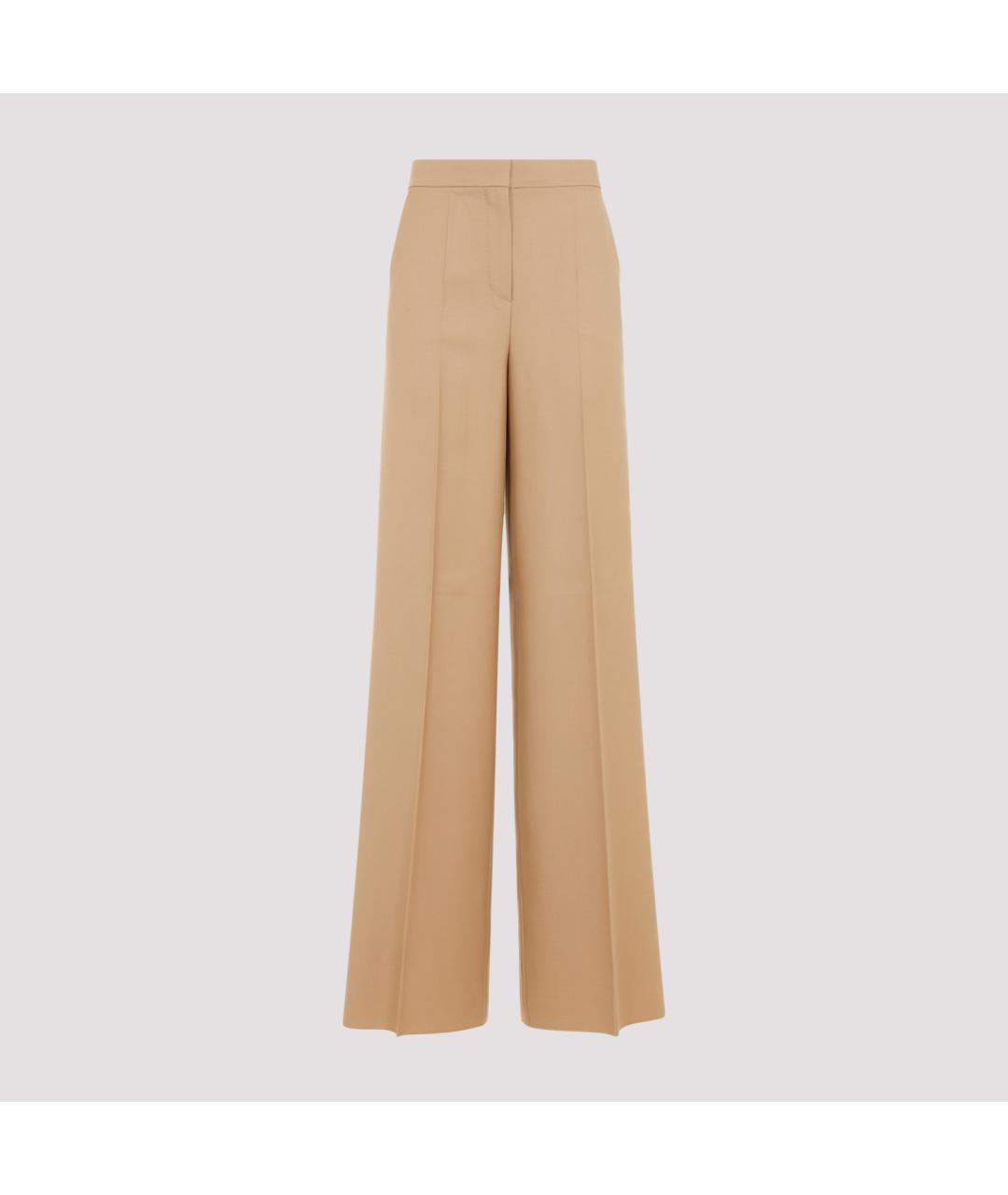 MAX MARA Бежевые шерстяные прямые брюки, фото 2