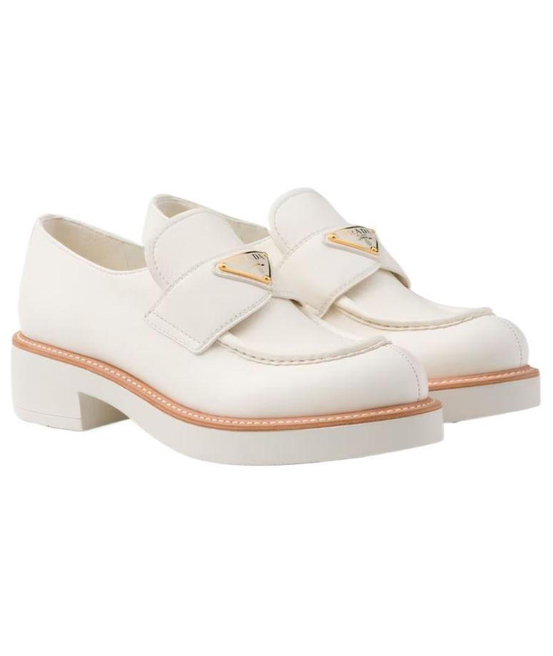 PRADA Белые кожаные лоферы, фото 3