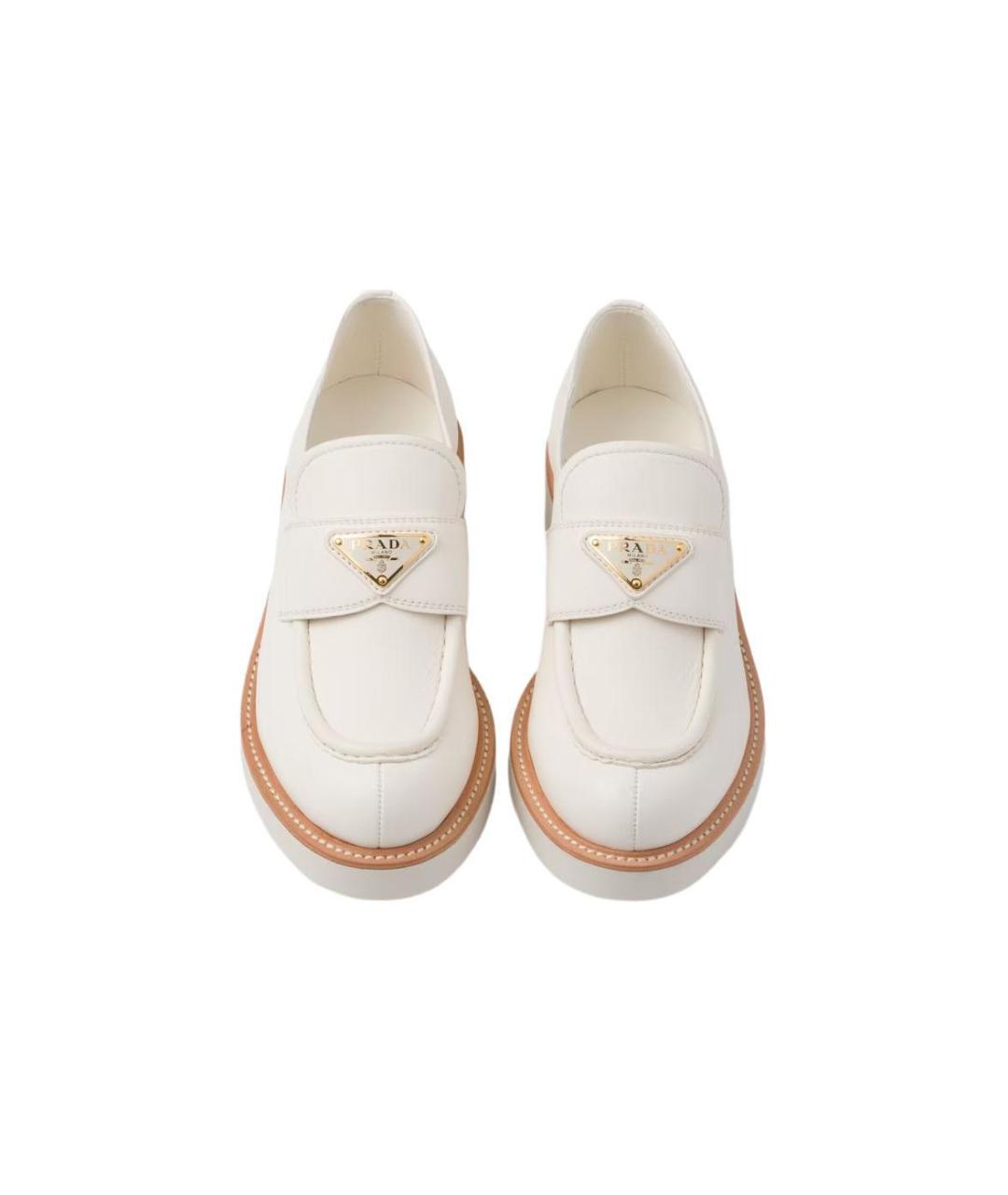PRADA Белые кожаные лоферы, фото 5