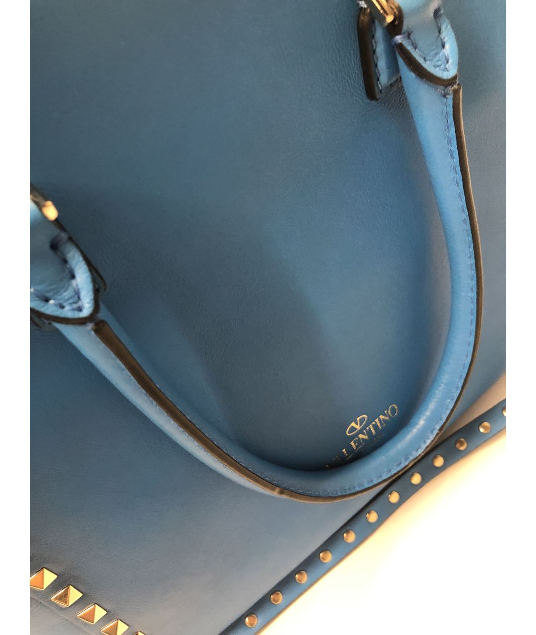 VALENTINO Синяя кожаная сумка тоут, фото 3