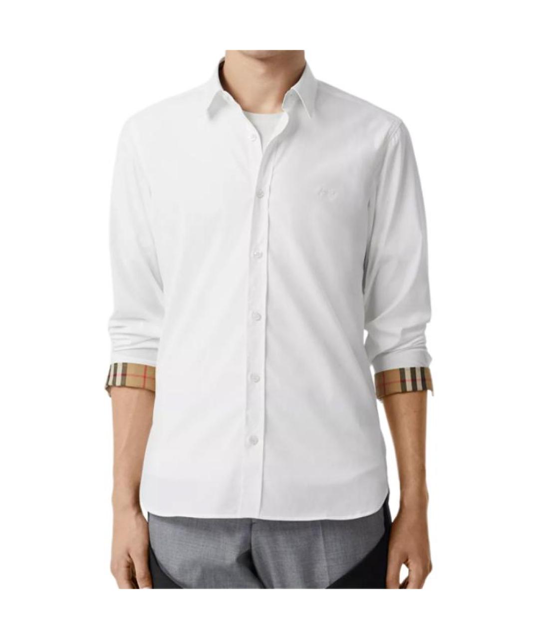 BURBERRY Белая хлопковая классическая рубашка, фото 2