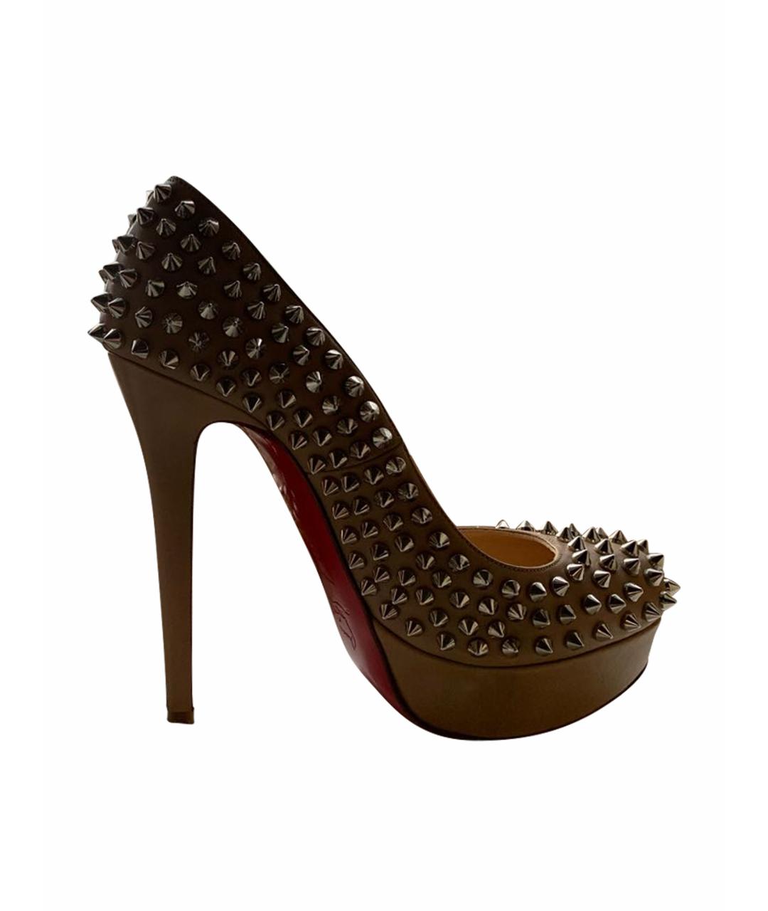 CHRISTIAN LOUBOUTIN Бежевые кожаные туфли, фото 1