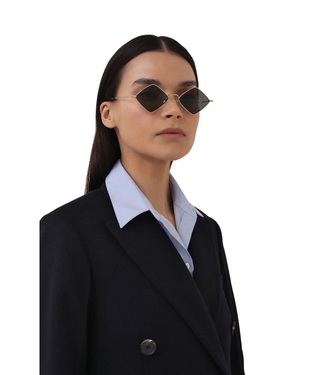 SAINT LAURENT Золотые металлические солнцезащитные очки, фото 6