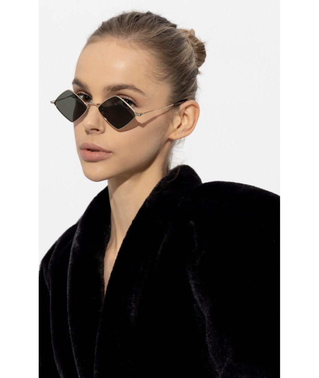 SAINT LAURENT Золотые металлические солнцезащитные очки, фото 5