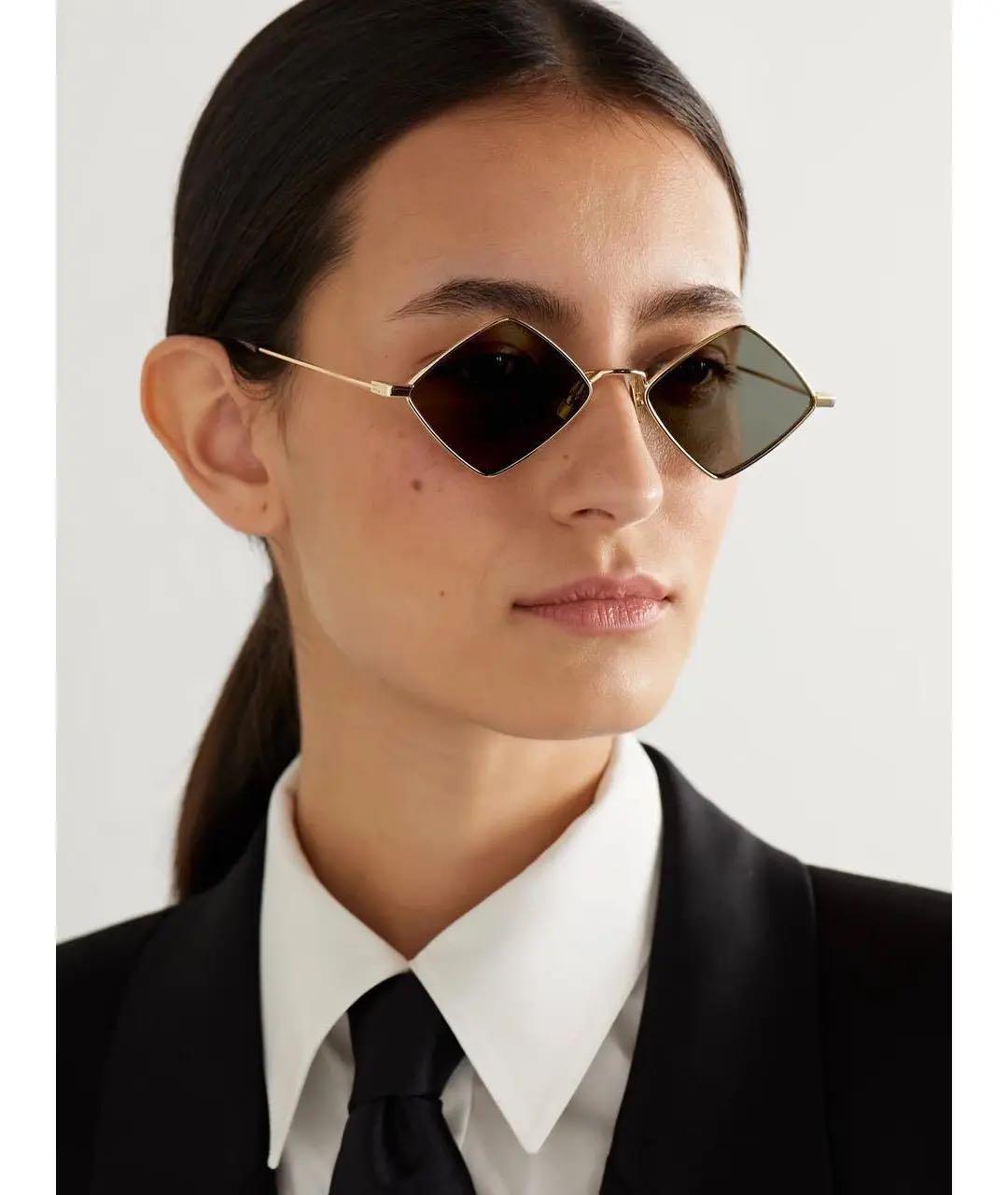 SAINT LAURENT Золотые металлические солнцезащитные очки, фото 3