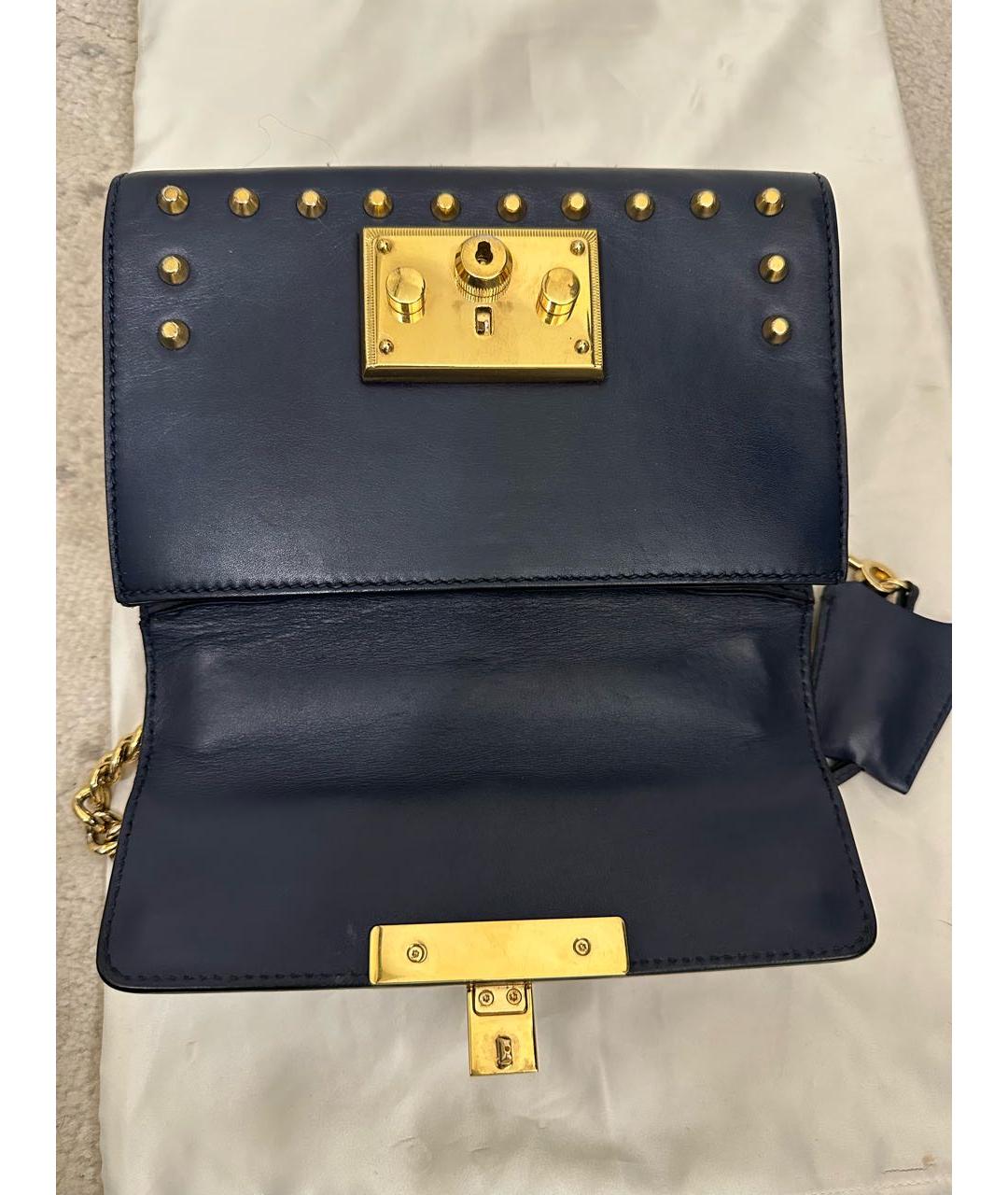 GUCCI Темно-синяя кожаная сумка через плечо, фото 3