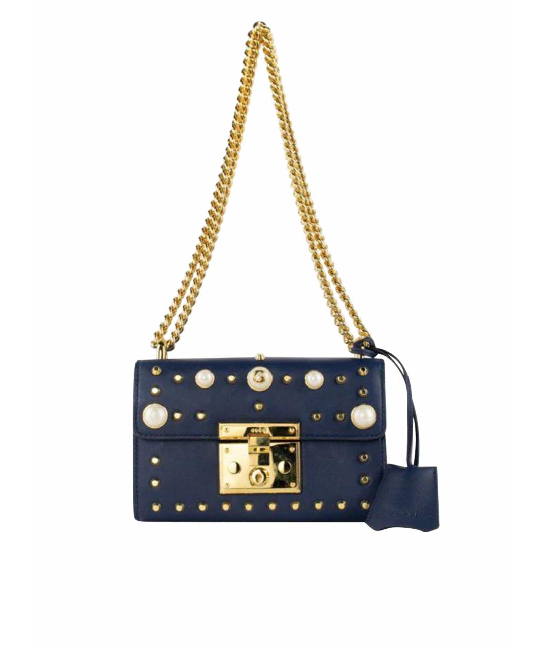 GUCCI Темно-синяя кожаная сумка через плечо, фото 1