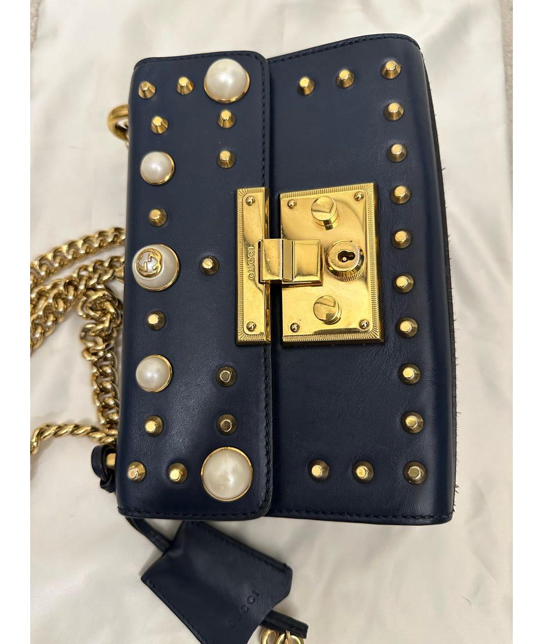 GUCCI Темно-синяя кожаная сумка через плечо, фото 4