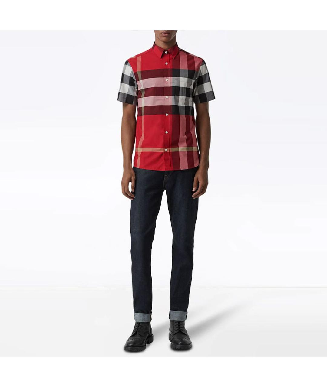 BURBERRY Красная хлопковая кэжуал рубашка, фото 3