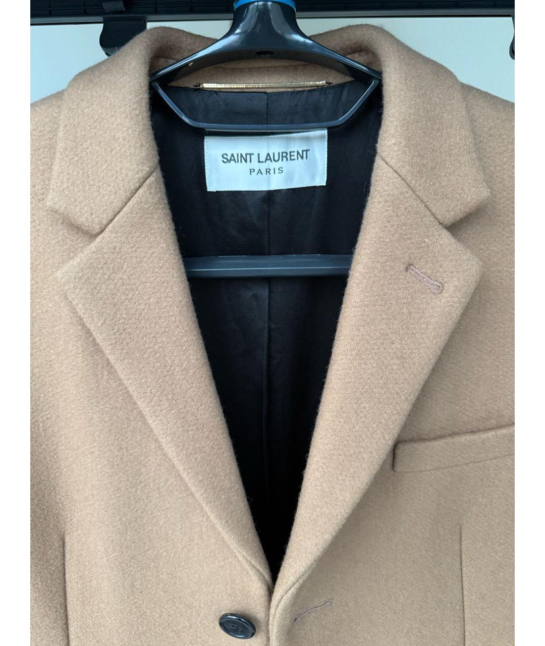 SAINT LAURENT Коричневое кашемировое пальто, фото 4