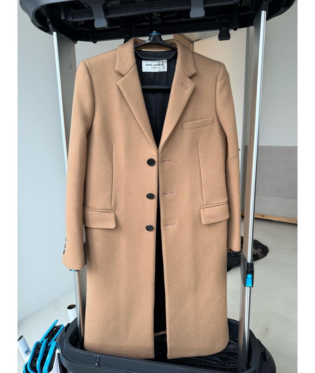 SAINT LAURENT Коричневое кашемировое пальто, фото 2