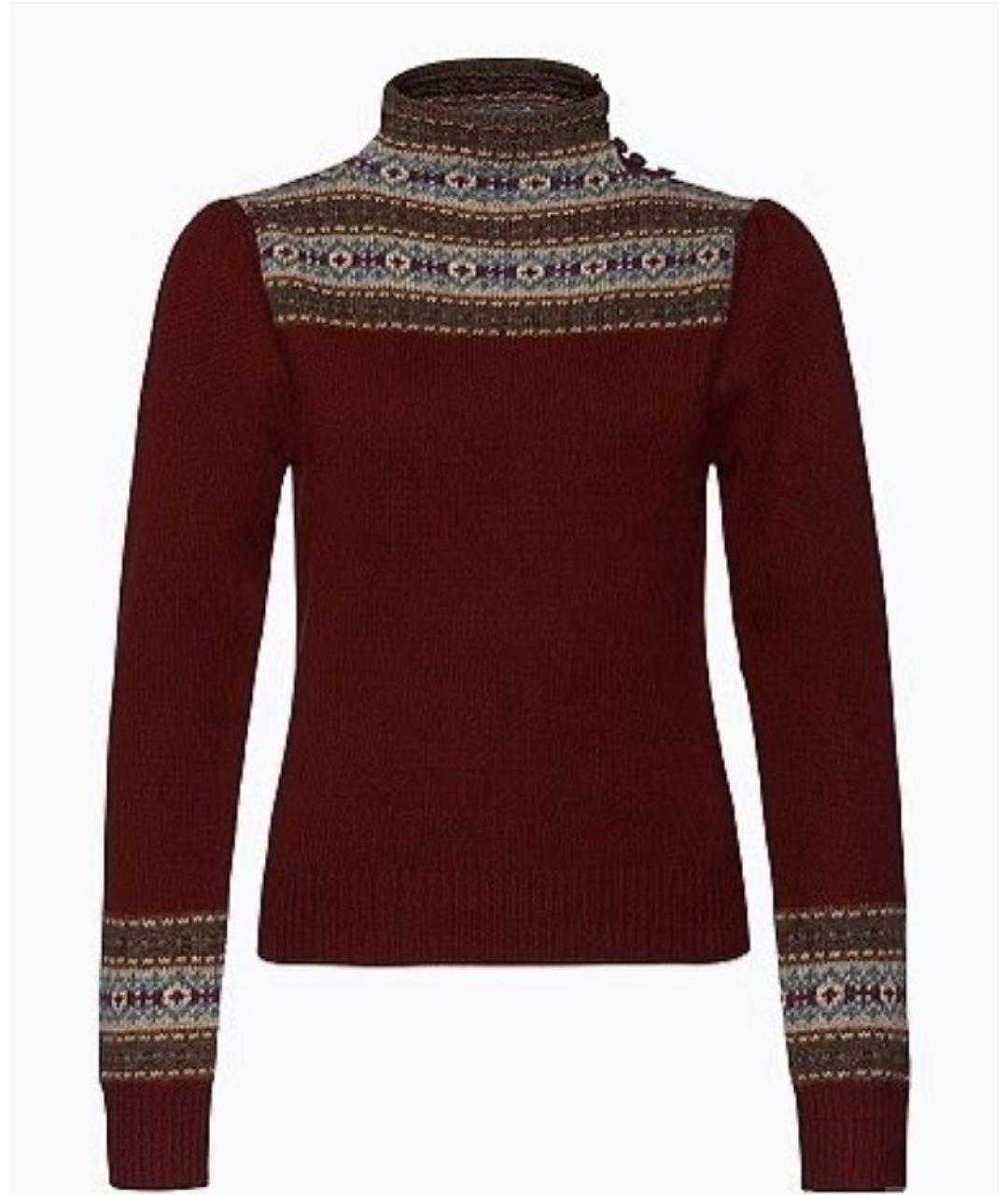 POLO RALPH LAUREN Бордовый шерстяной джемпер / свитер, фото 10