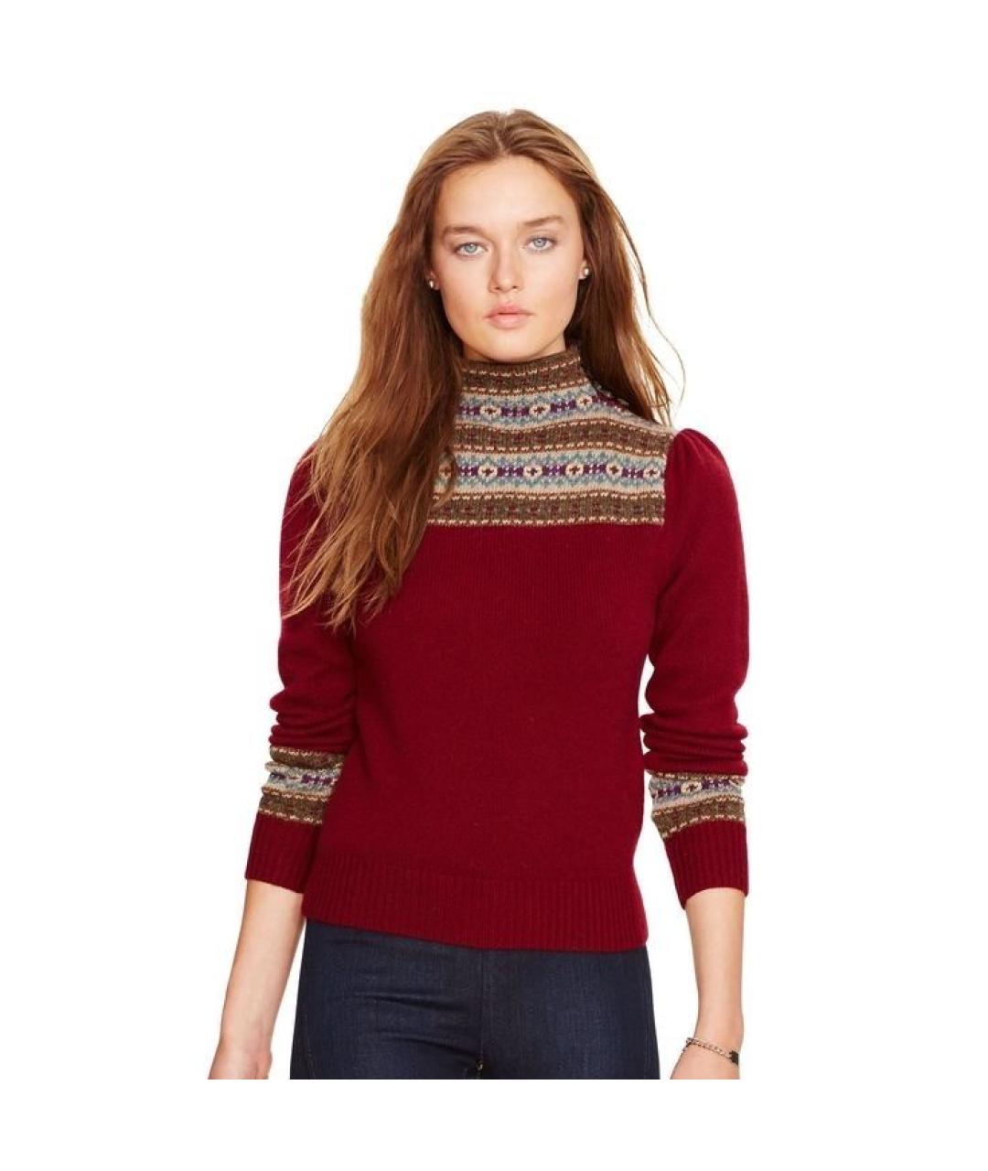 POLO RALPH LAUREN Бордовый шерстяной джемпер / свитер, фото 6