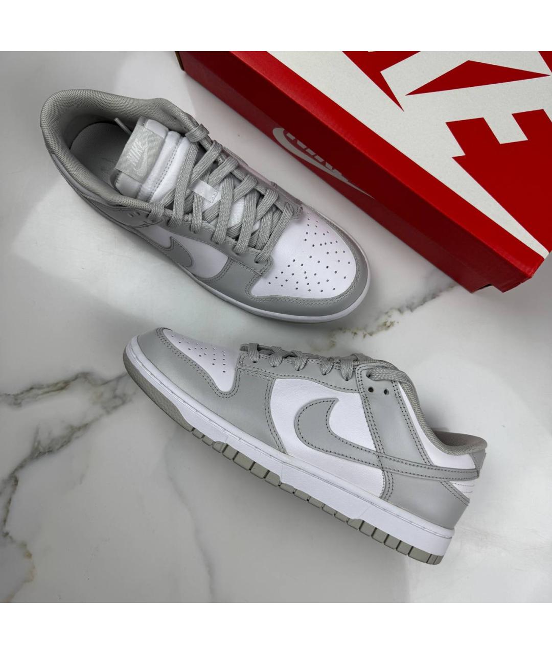 NIKE Серые кожаные низкие кроссовки / кеды, фото 4