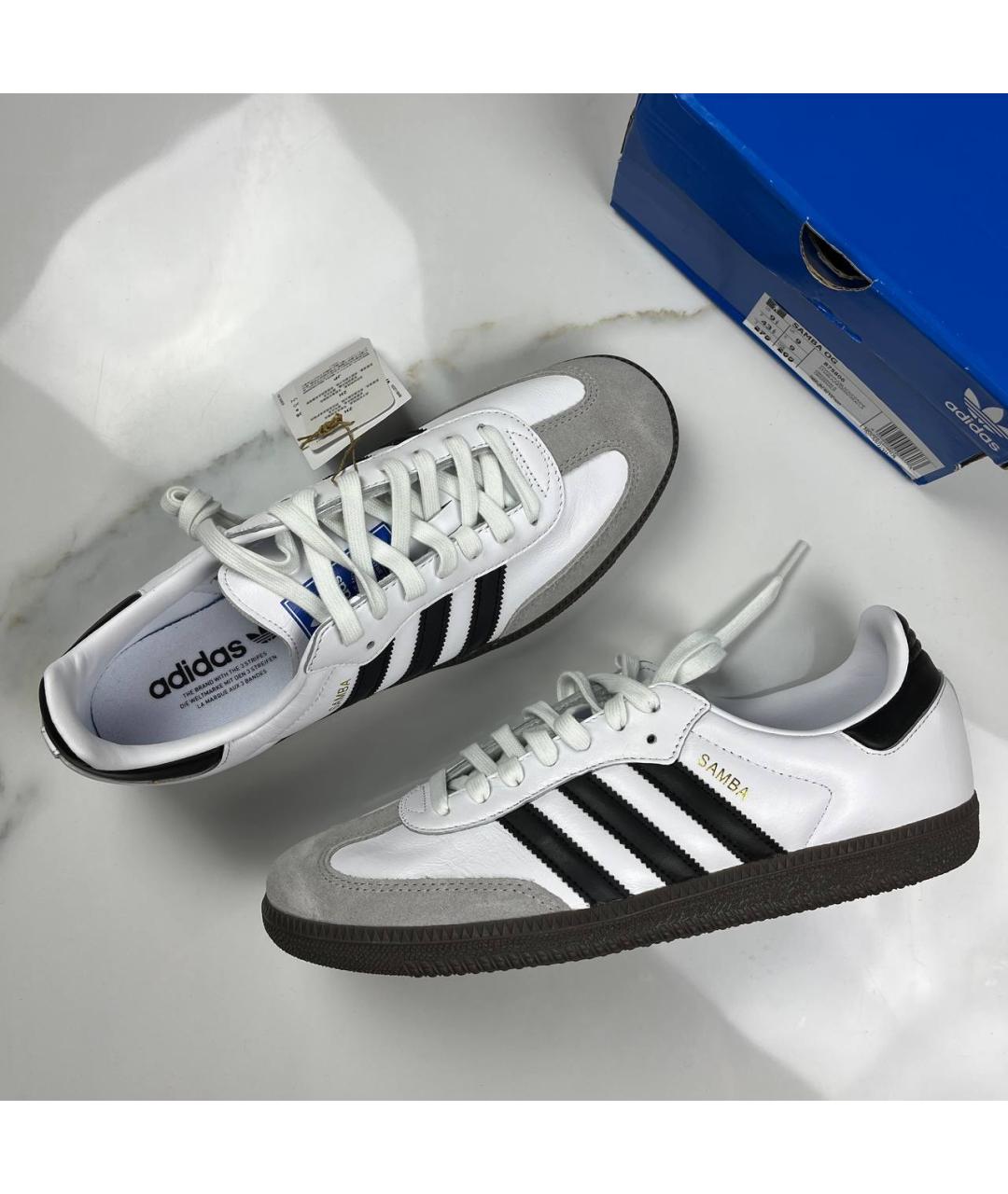 ADIDAS Серые кожаные низкие кроссовки / кеды, фото 4