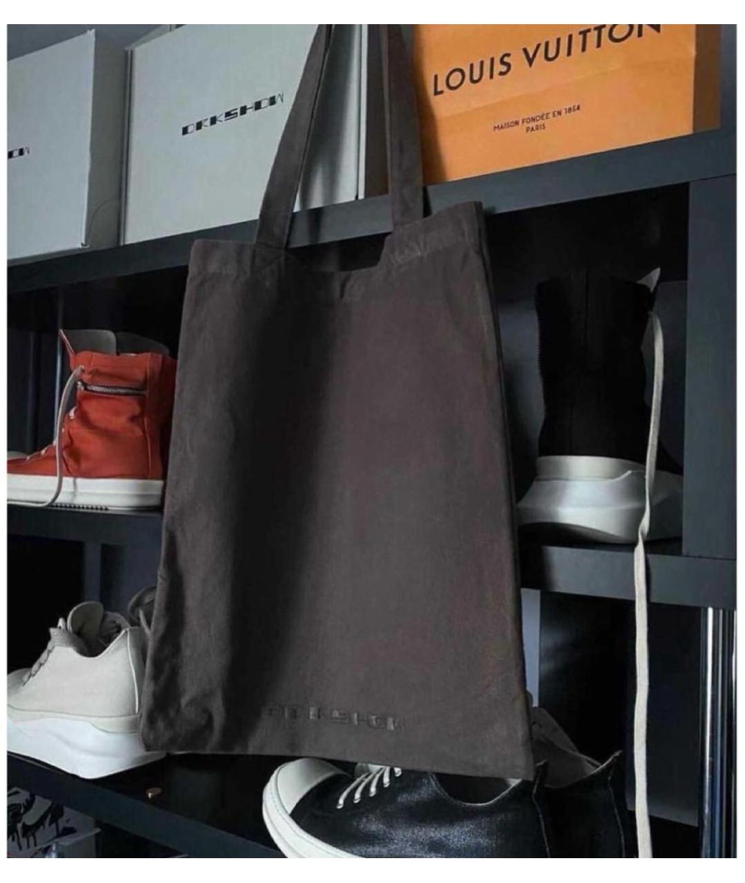 RICK OWENS DRKSHDW Коричневая хлопковая сумка тоут, фото 3