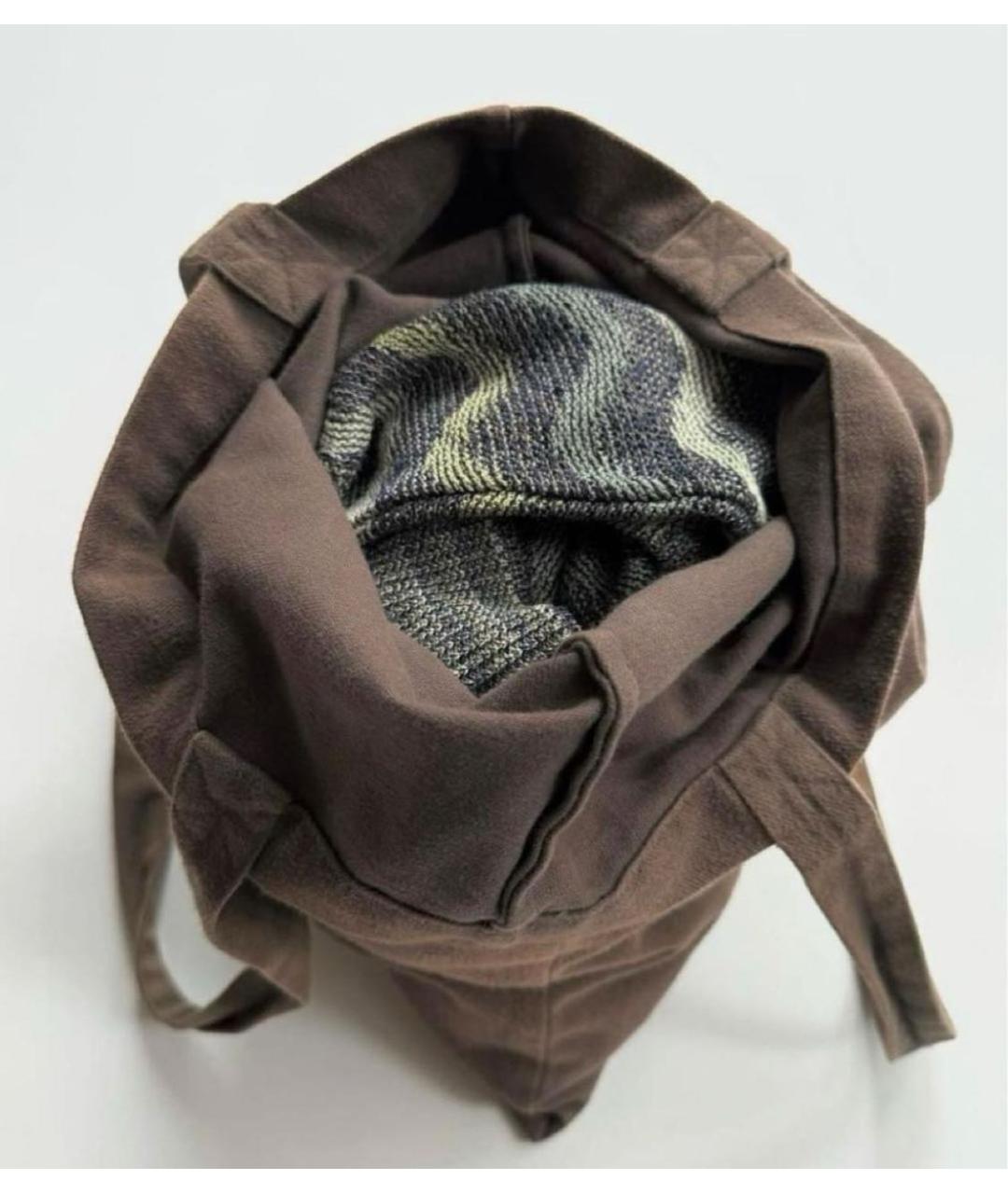 RICK OWENS DRKSHDW Коричневая хлопковая сумка тоут, фото 7