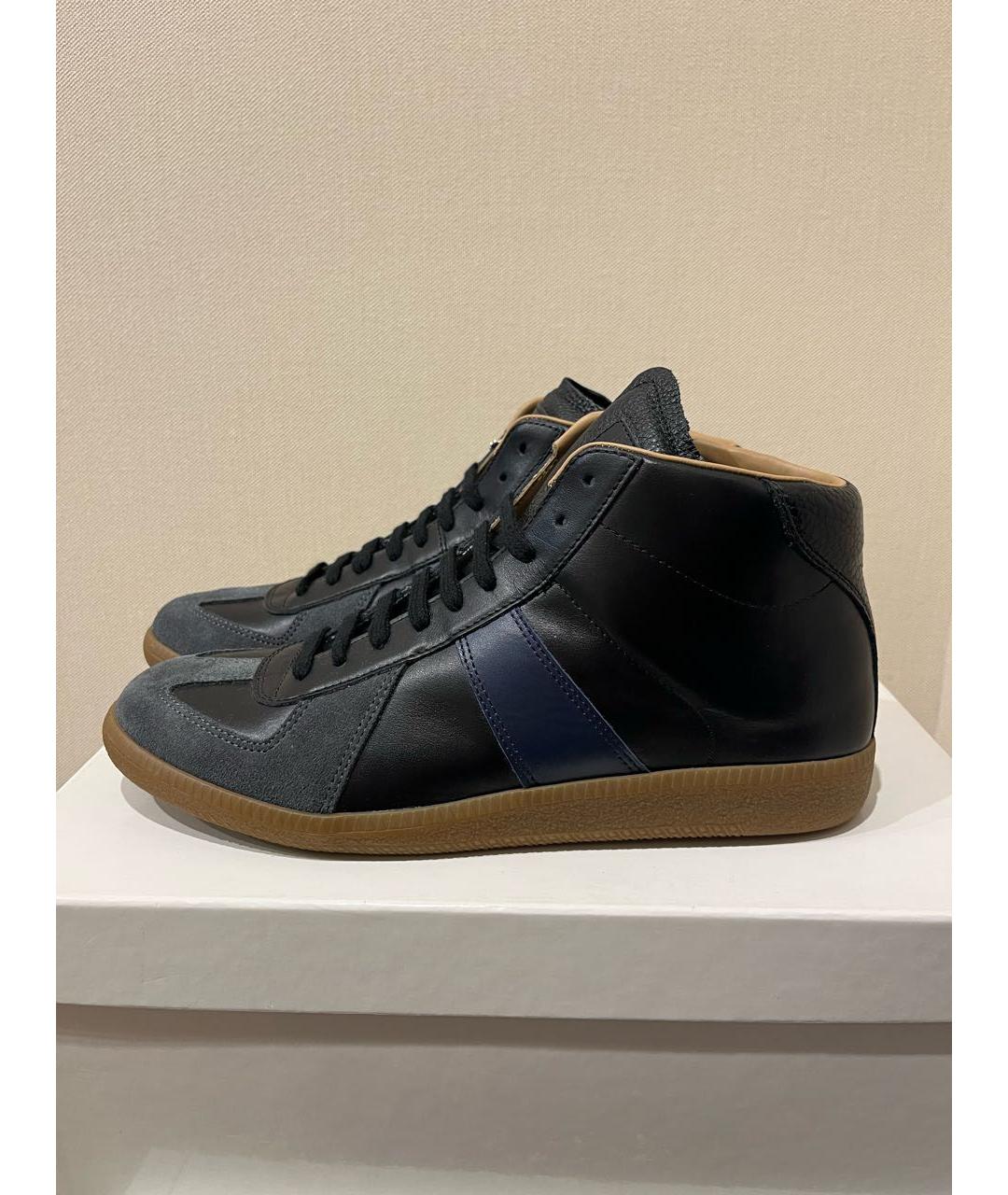 MAISON MARGIELA Черные кожаные высокие кроссовки / кеды, фото 7