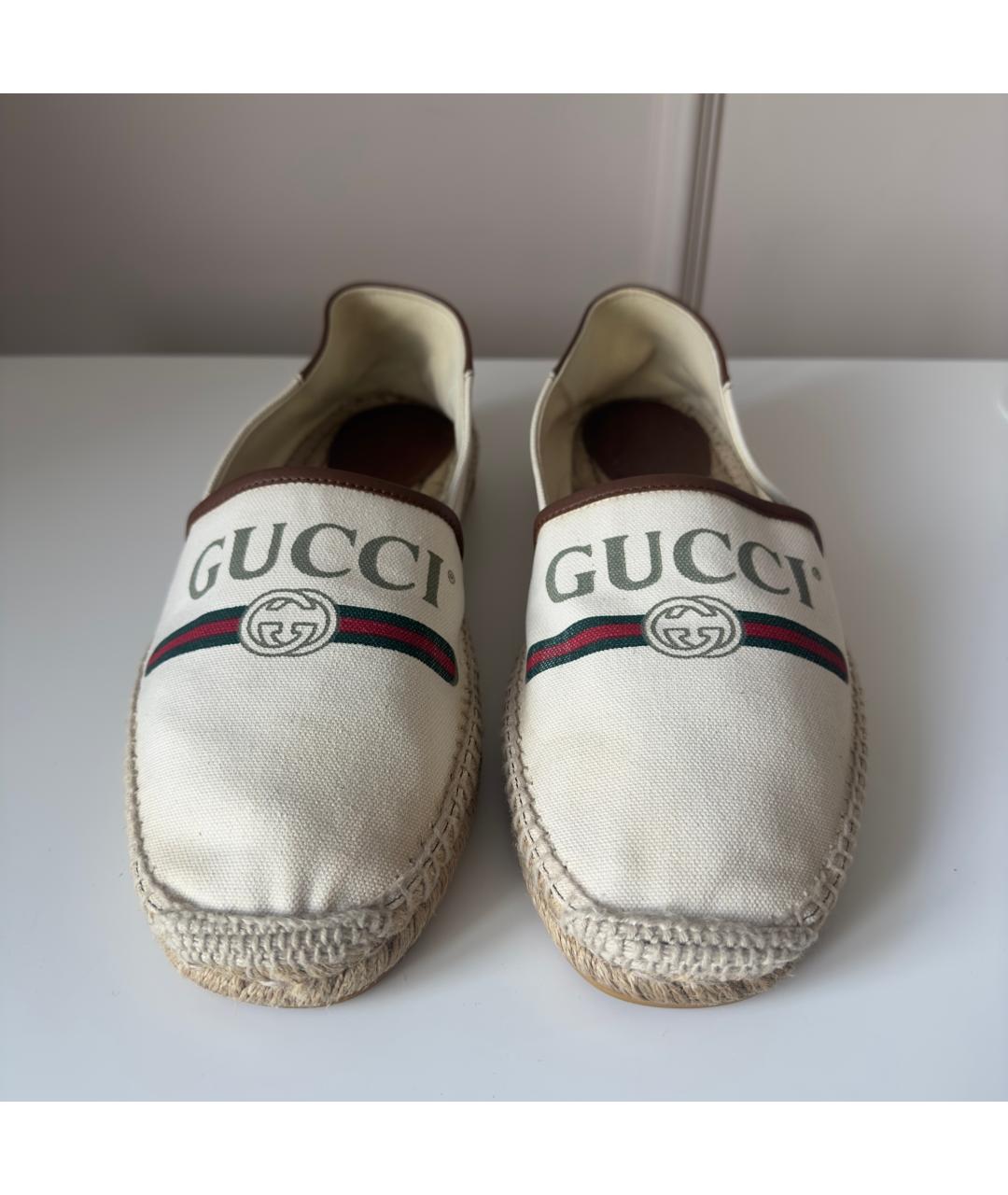 GUCCI Бежевые текстильные эспадрильи, фото 10