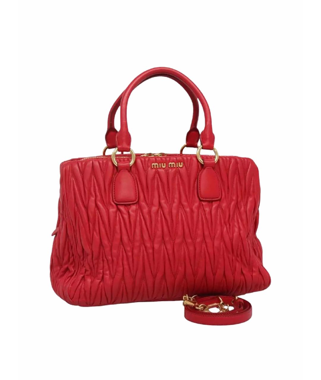 MIU MIU Бордовая кожаная сумка с короткими ручками, фото 1