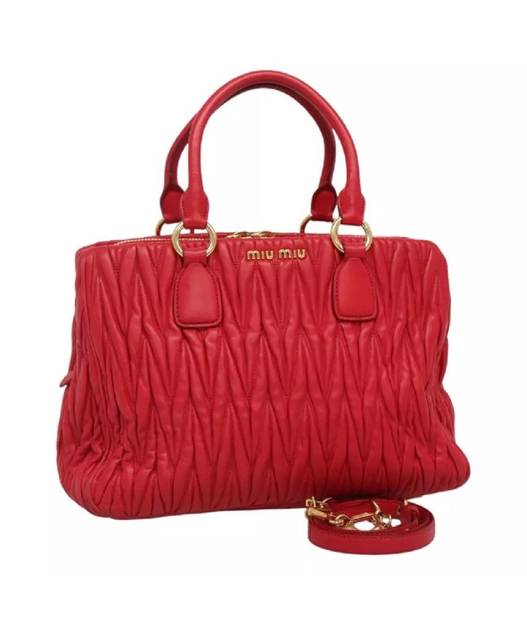 MIU MIU Бордовая кожаная сумка с короткими ручками, фото 10
