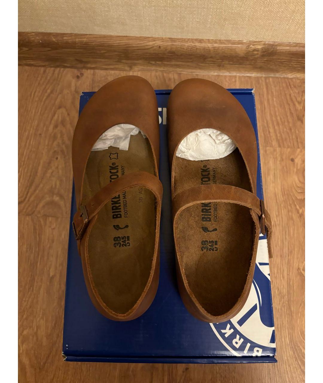 BIRKENSTOCK Коричневые кожаные балетки, фото 3
