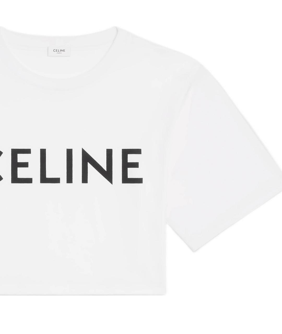 CELINE Белая хлопковая футболка, фото 4