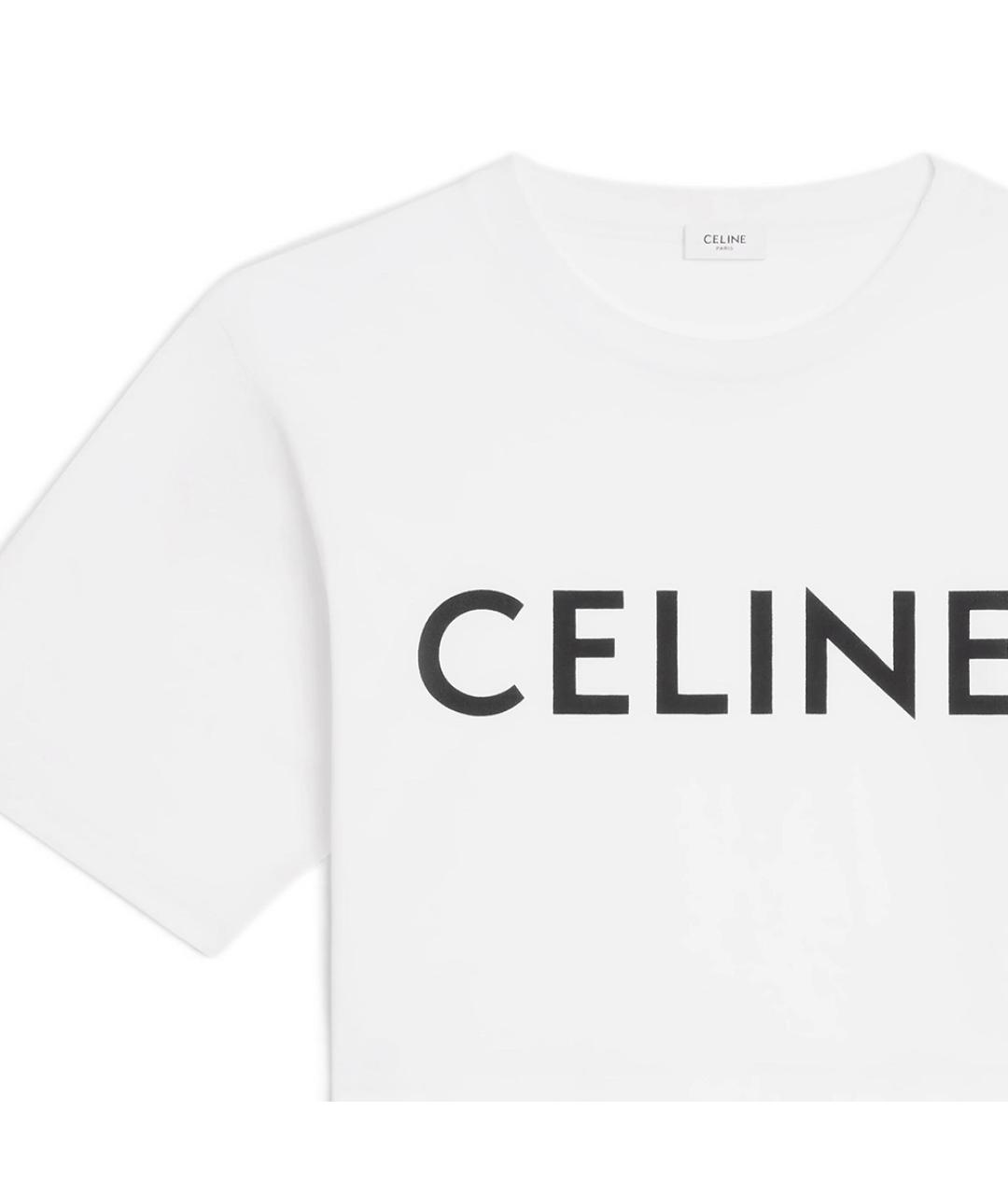 CELINE Белая хлопковая футболка, фото 3