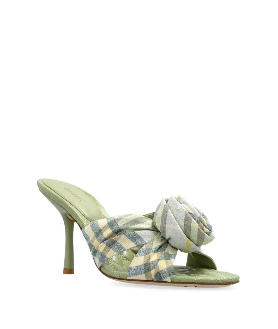 BURBERRY Зеленые текстильные мюли, фото 2