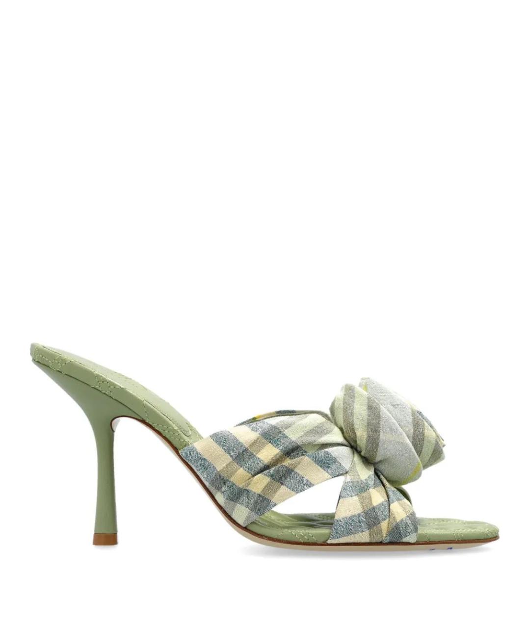 BURBERRY Зеленые текстильные мюли, фото 1