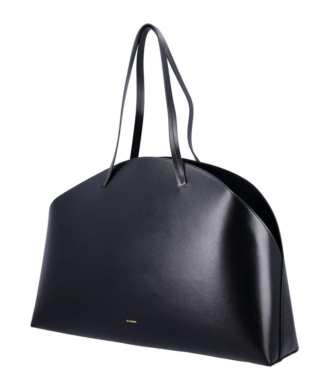 JIL SANDER Черная кожаная сумка с короткими ручками, фото 3