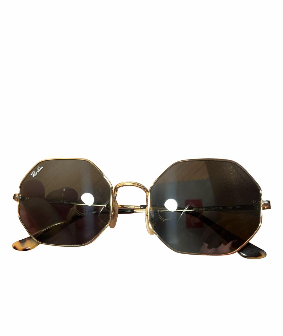 RAY BAN Коричневые металлические солнцезащитные очки, фото 1