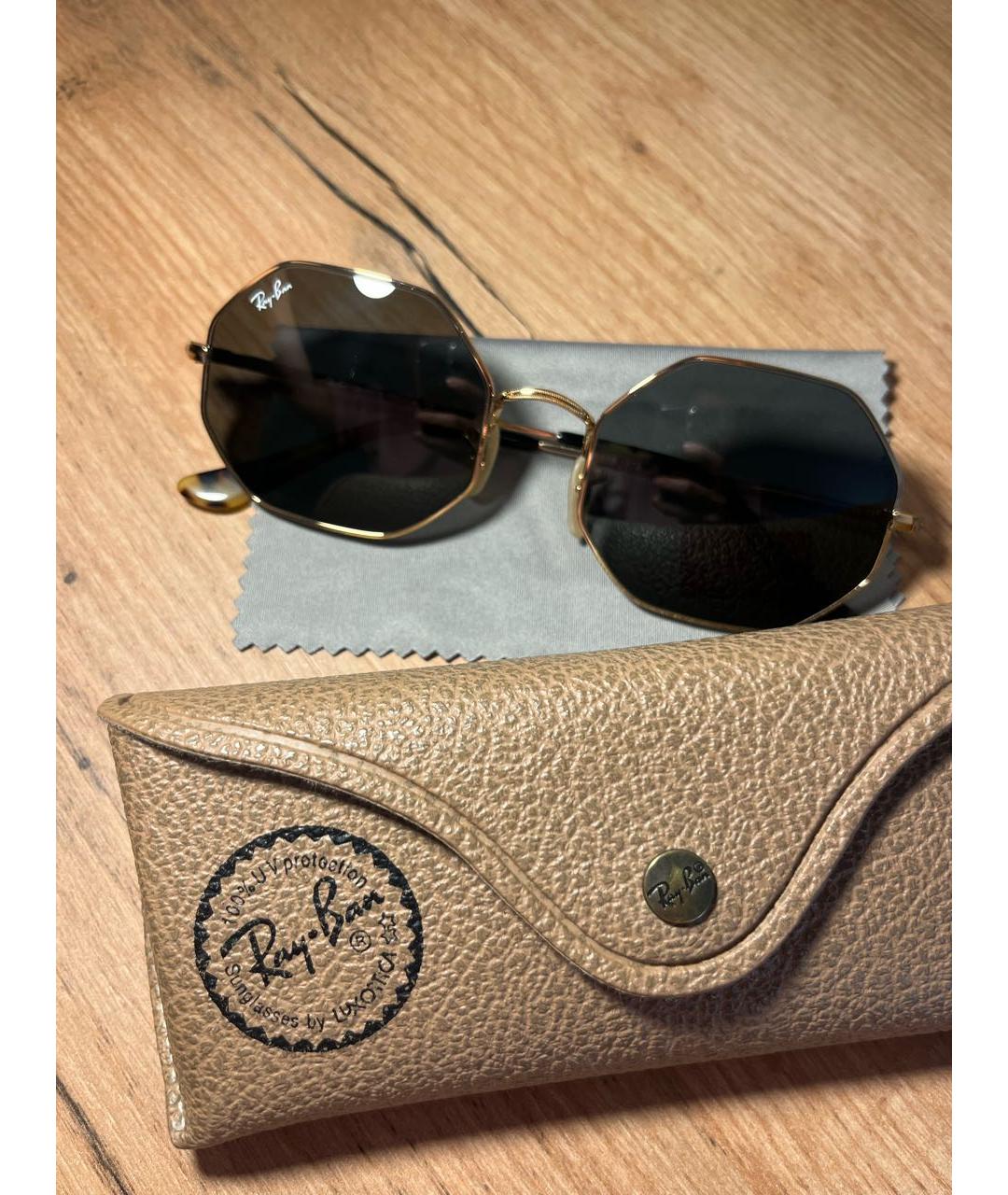 RAY BAN Коричневые металлические солнцезащитные очки, фото 5