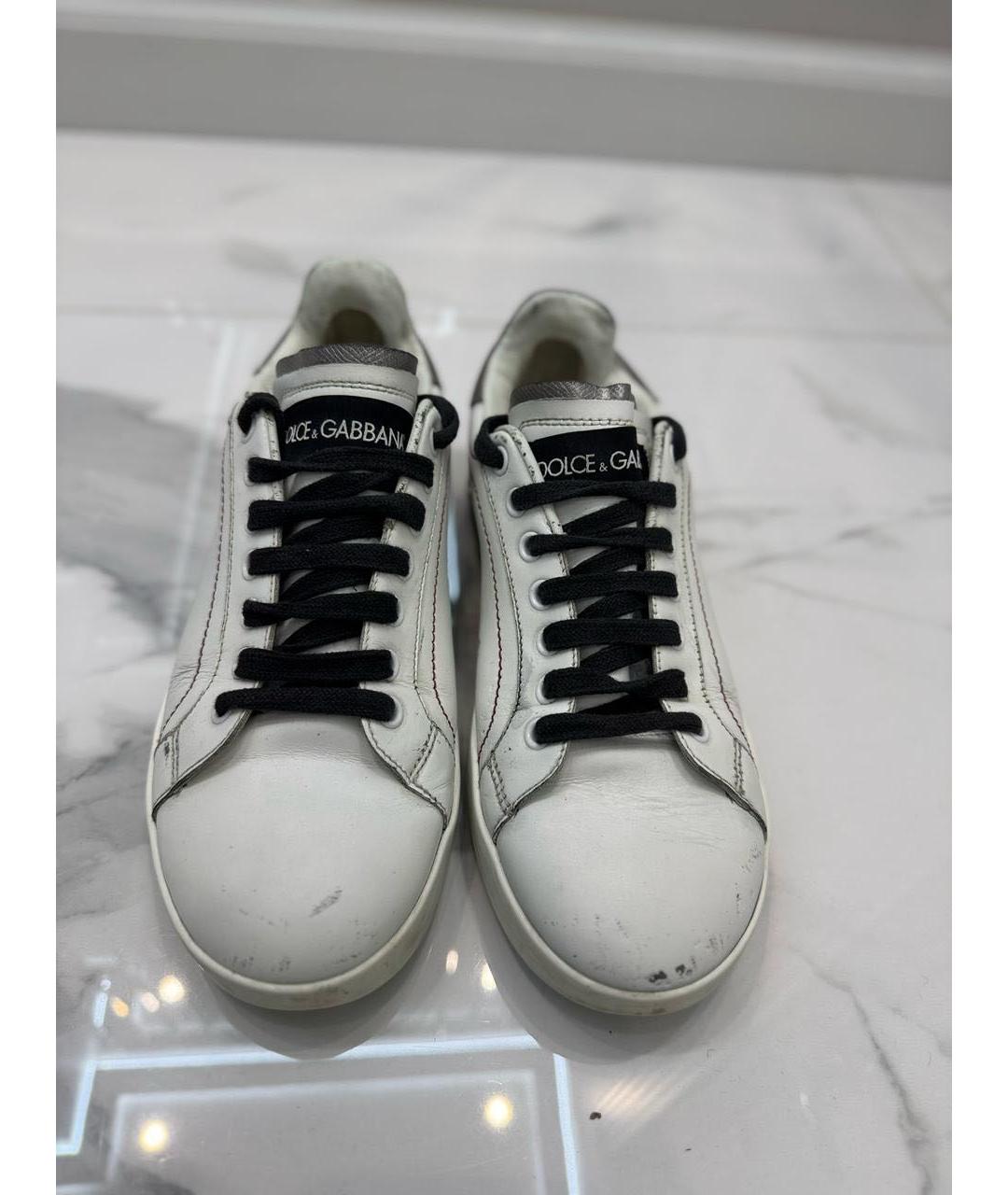 DOLCE&GABBANA Белые кожаные кеды, фото 3