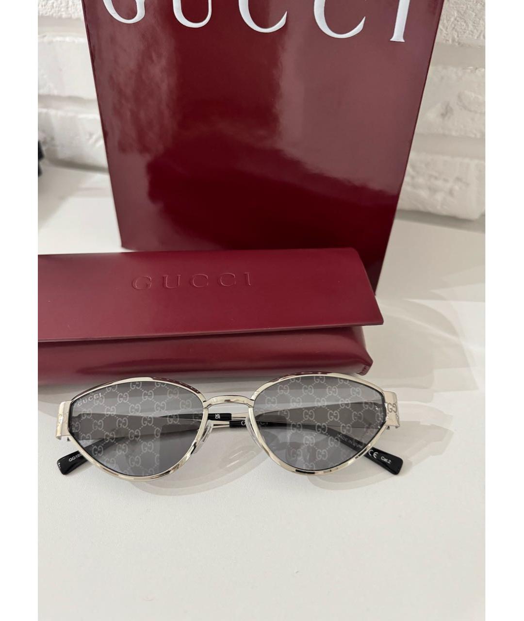 GUCCI Антрацитовые металлические солнцезащитные очки, фото 2