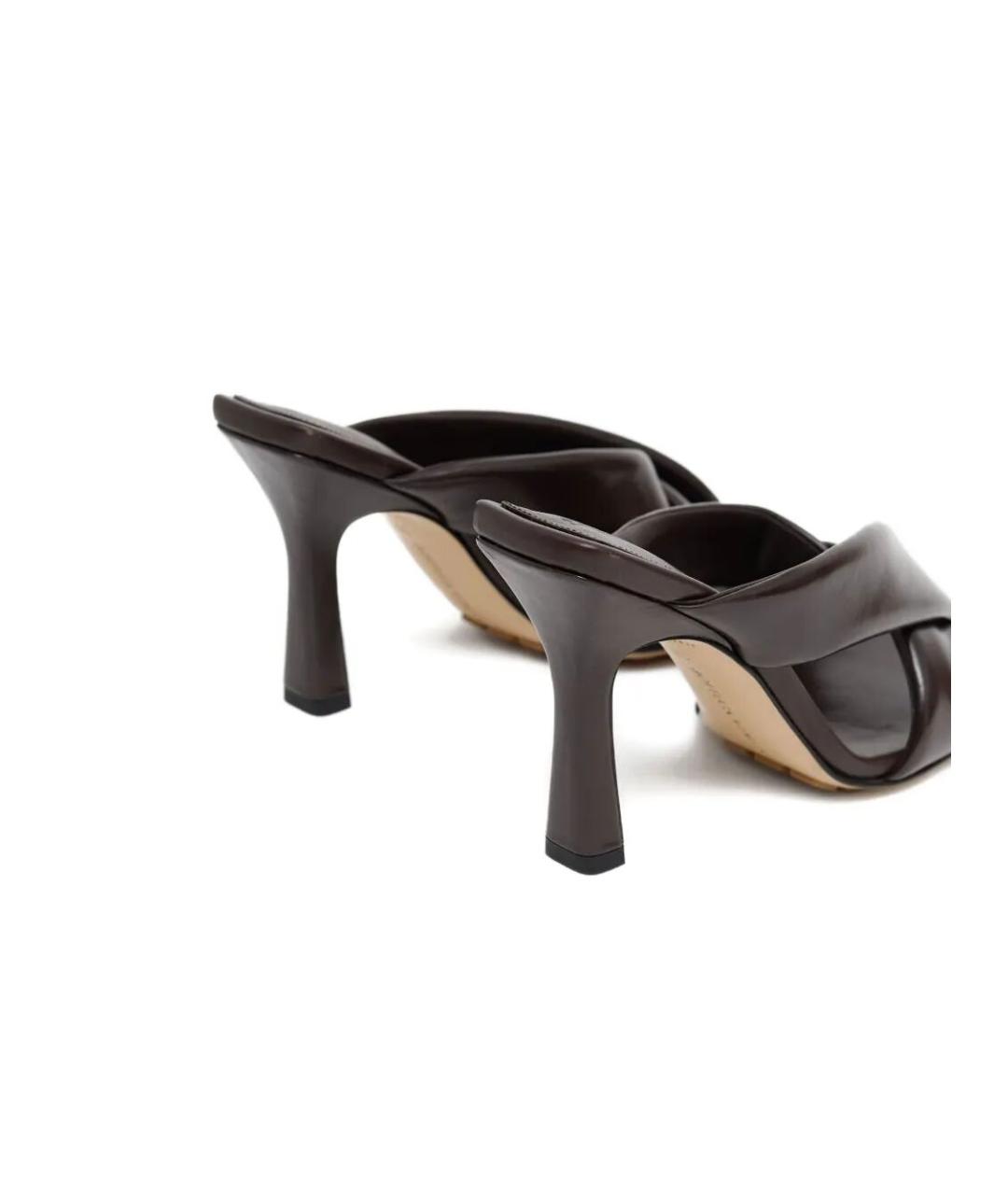 BOTTEGA VENETA Коричневые кожаные мюли, фото 2