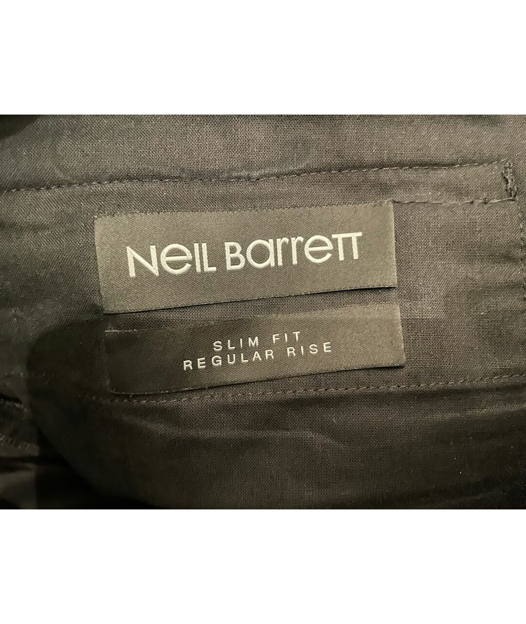 NEIL BARRETT Черные хлопко-эластановые классические брюки, фото 5