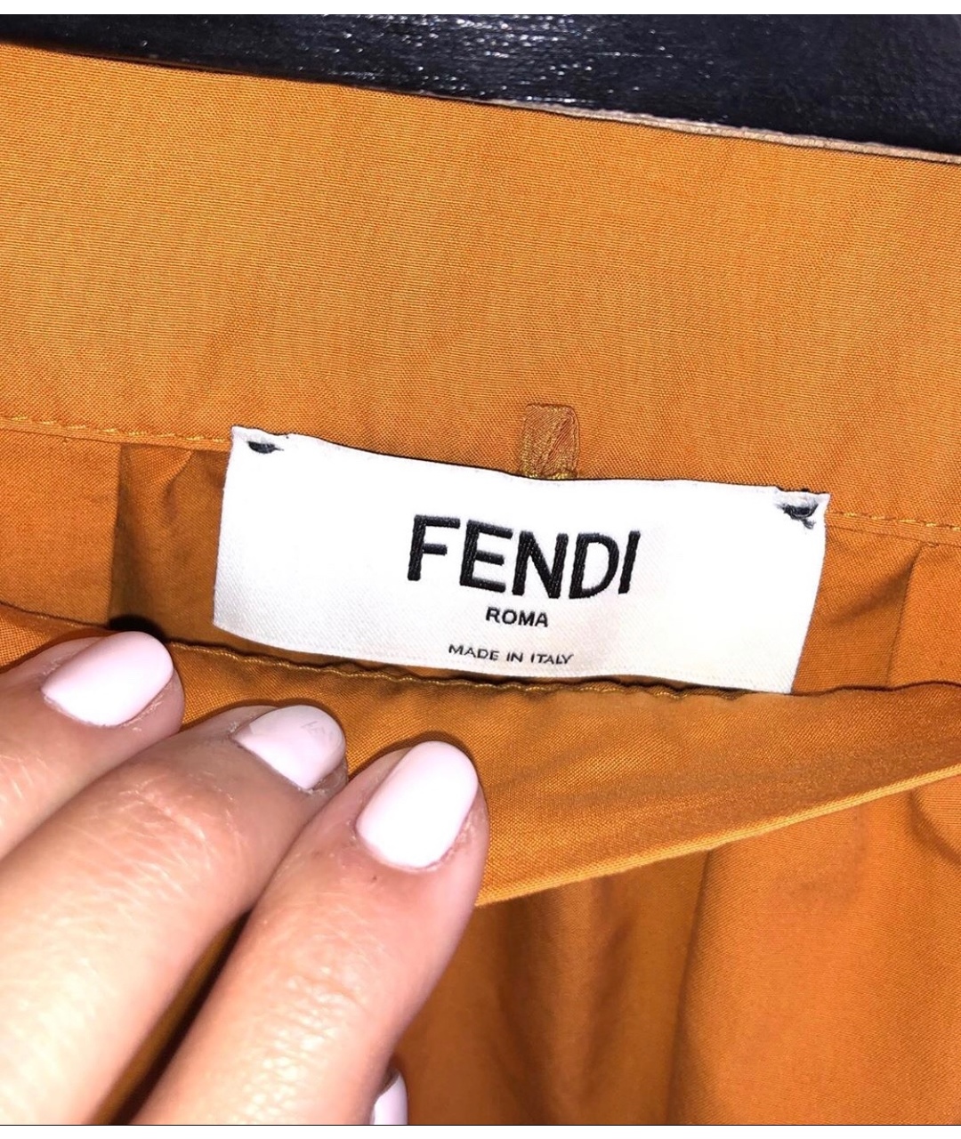 FENDI Оранжевая хлопковая юбка миди, фото 3