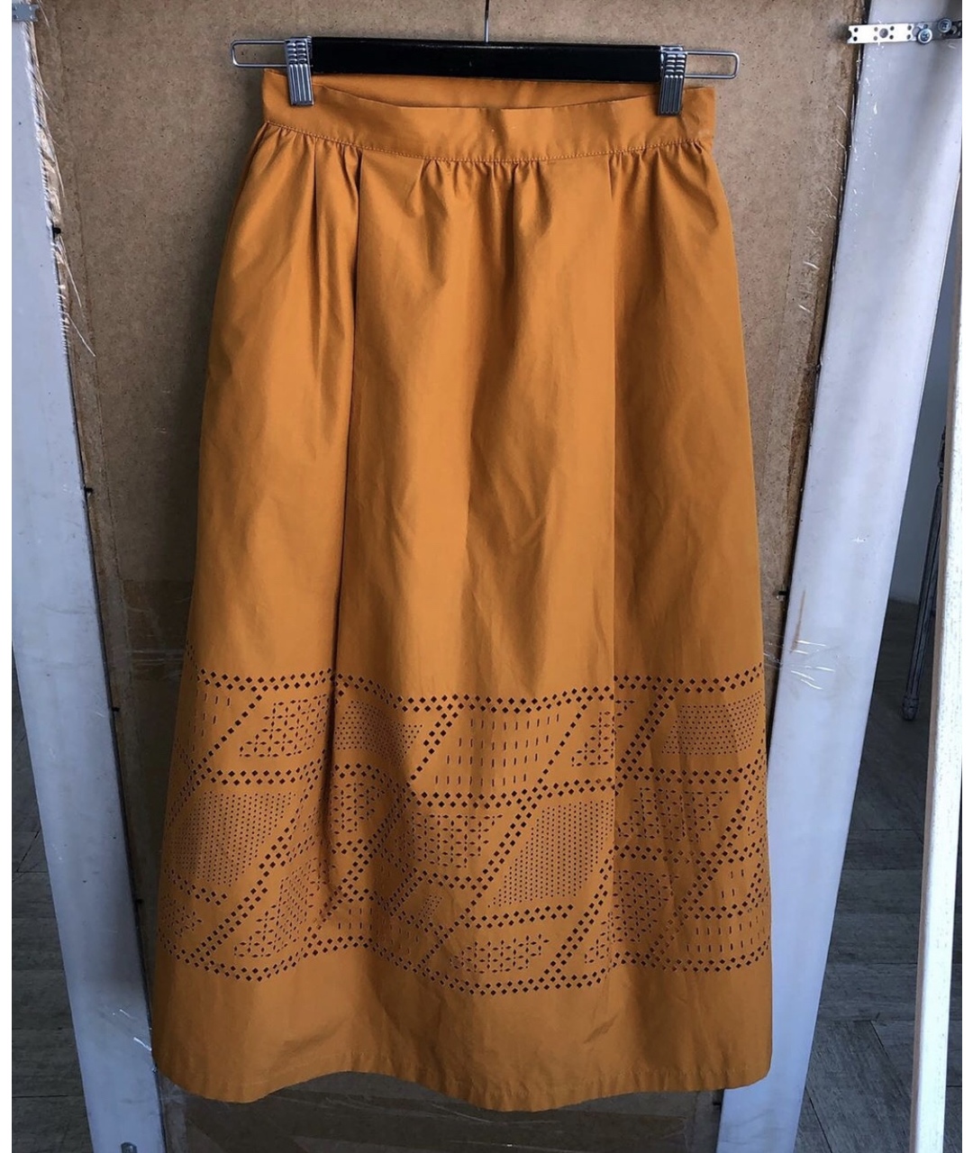 FENDI Оранжевая хлопковая юбка миди, фото 6
