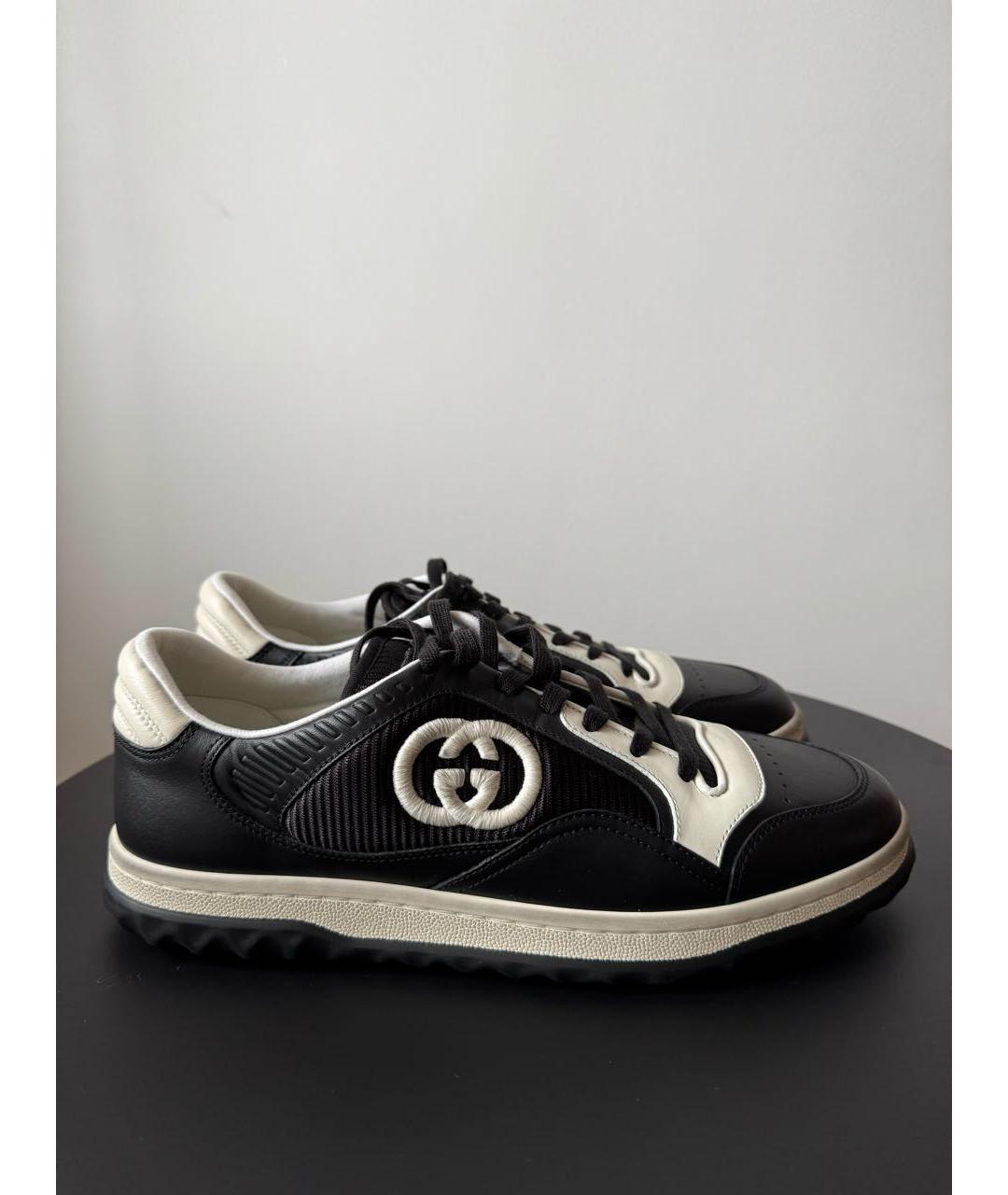 GUCCI Черные кожаные низкие кроссовки / кеды, фото 5
